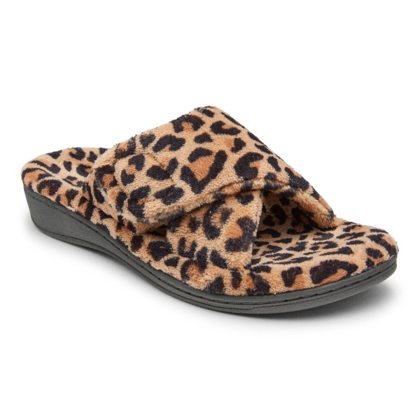 Vionic Slippers Ireland - Relax Slippers Beige Leopard - Womens Shoes Online | FKCVO-0245